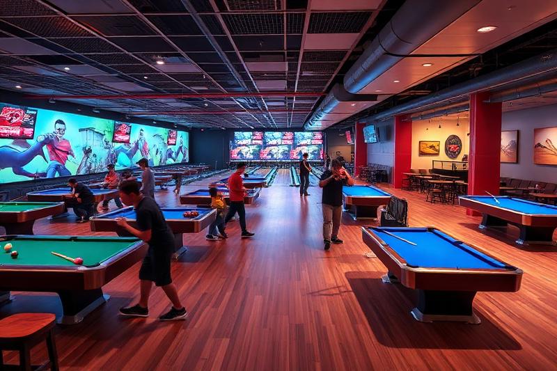 Casual first date bowling and billiards in Seattle - Garage with retro arcade games